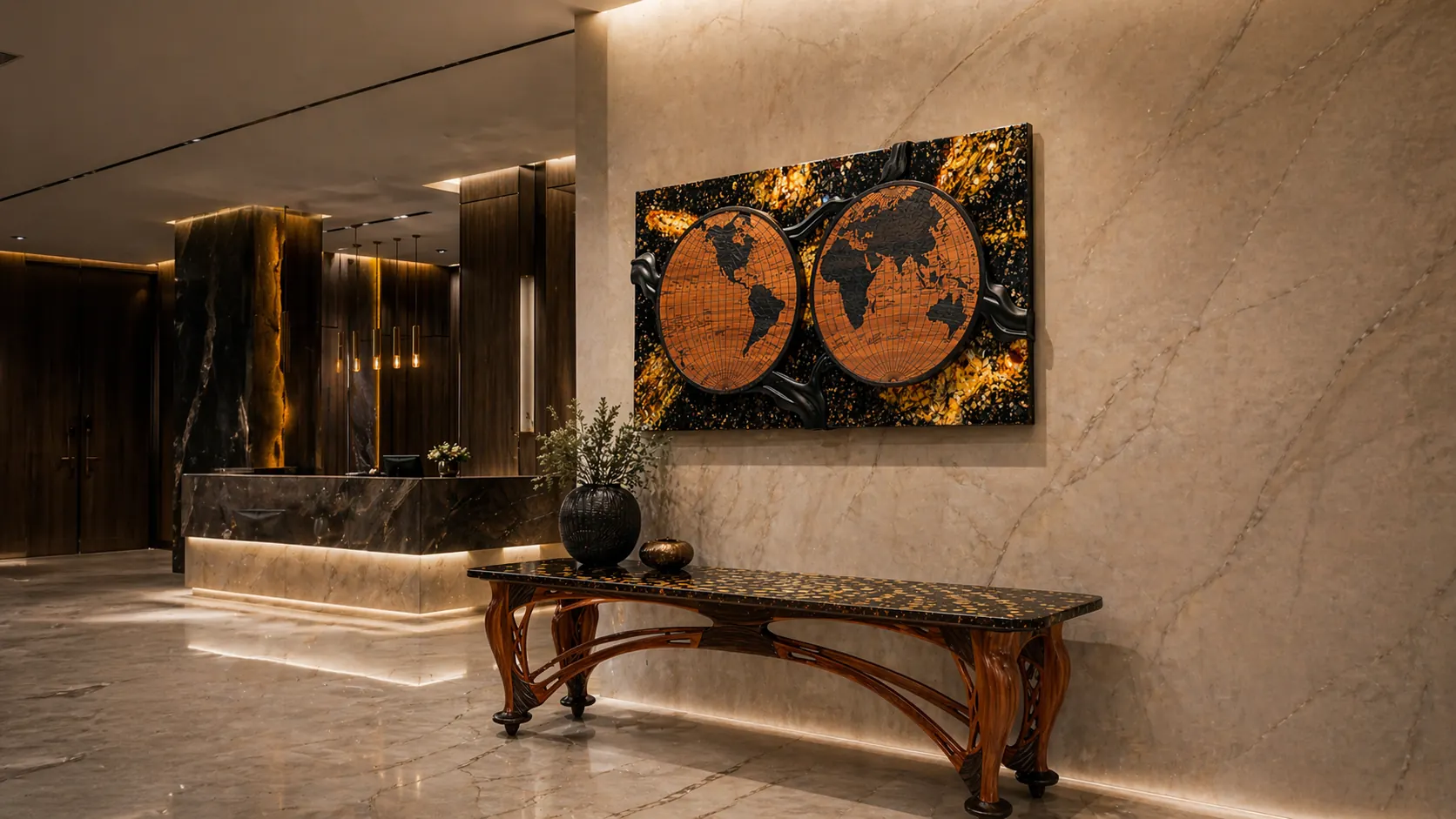 Hospitality amber art object
