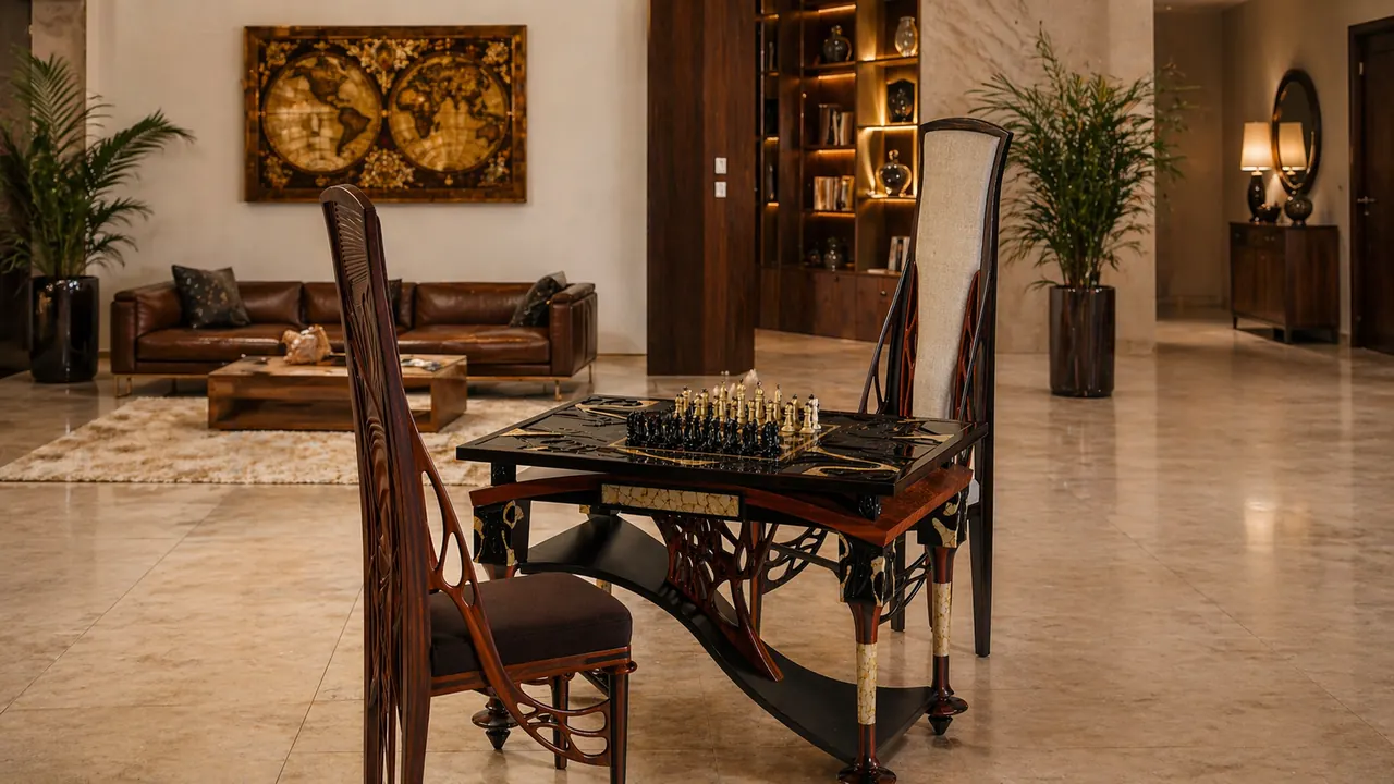 Executive amber office set — chess