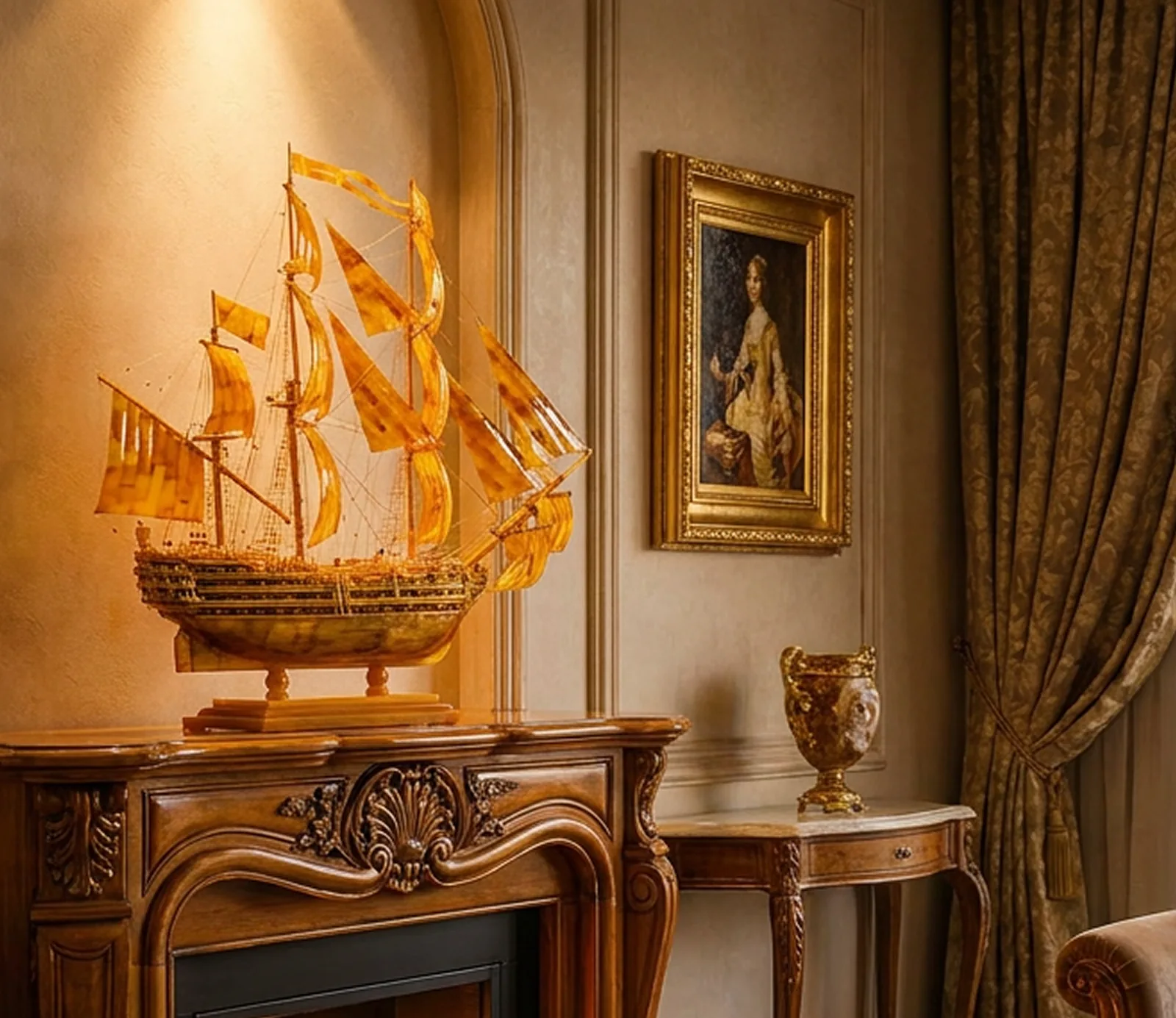 Bespoke amber art commission — ship